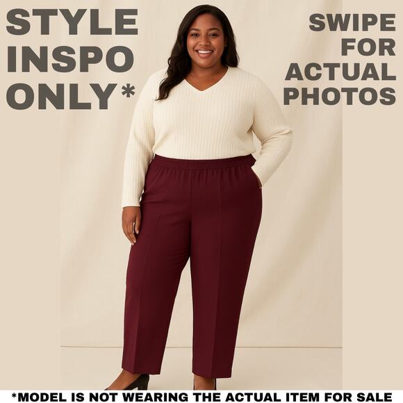 Alfred Dunner 18W Classic Burgundy Pull On Pants/Trousers [0400] - Picture 3 of 8